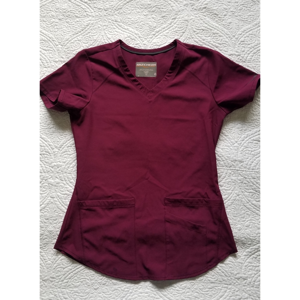 Wine Red Sketchers Scrub Top